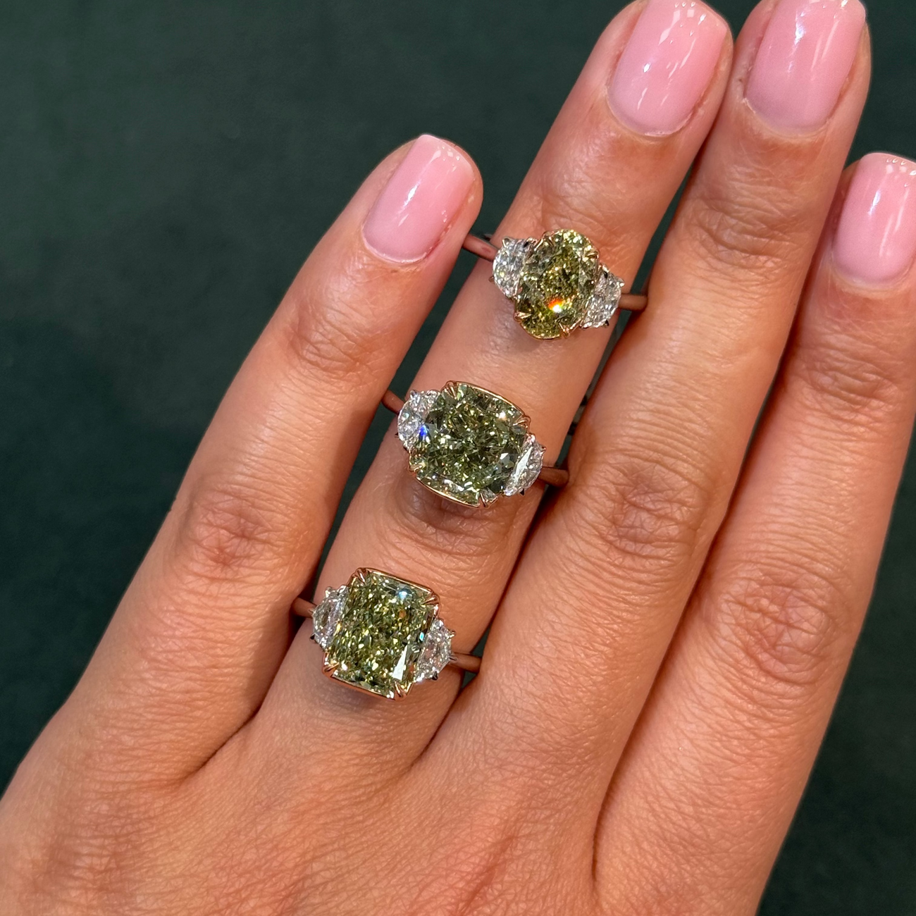 6.08ct Fancy Yellow-Green Cushion Diamond Ring SI1 GIA