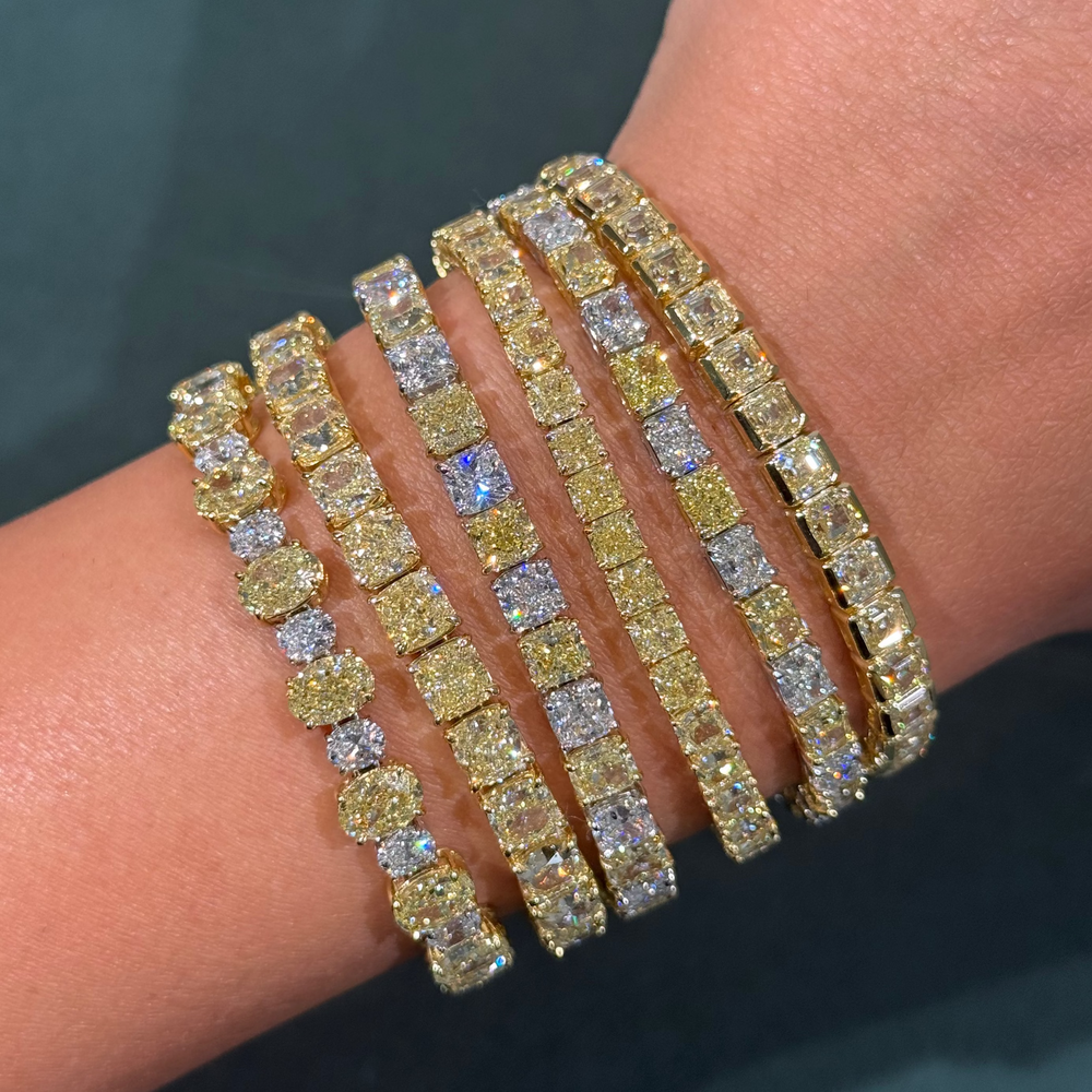 20.73ctw Fancy Light Yellow Asscher Diamond Bezel Set Bracelet