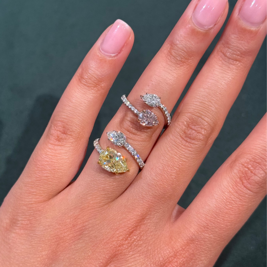 1.00ct Light Pink Pear Shape Diamond Spiral Ring VVS1 GIA
