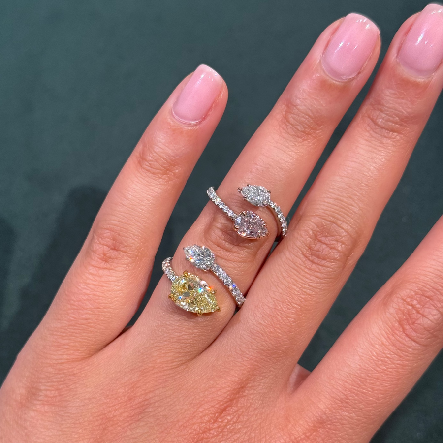 3.03ct Light Yellow Pear Shape Diamond Spiral Ring VS1 GIA