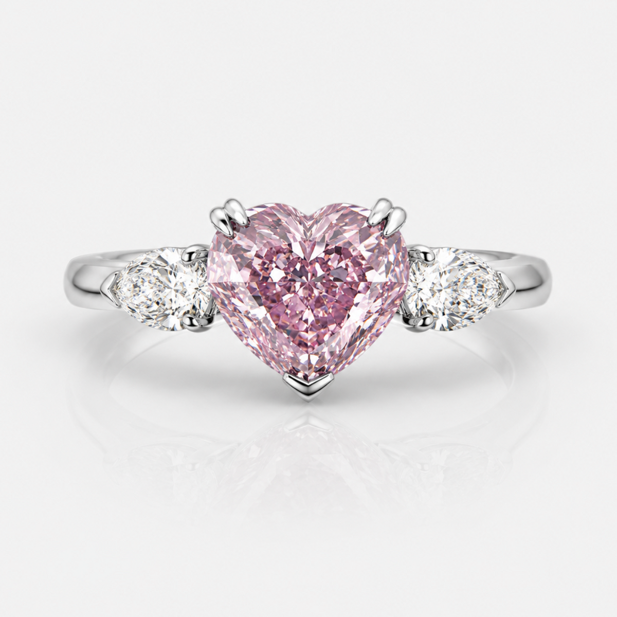 3.01ct Fancy Light Purplish Pink Heart Diamond Ring SI2 GIA