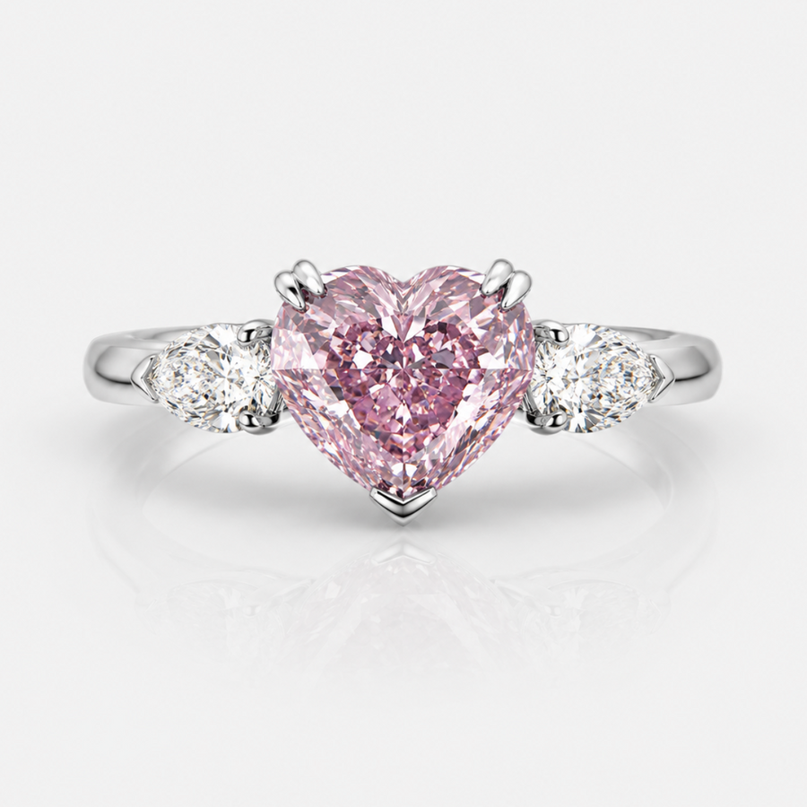 3.01ct Fancy Light Purplish Pink Heart Diamond Ring SI2 GIA