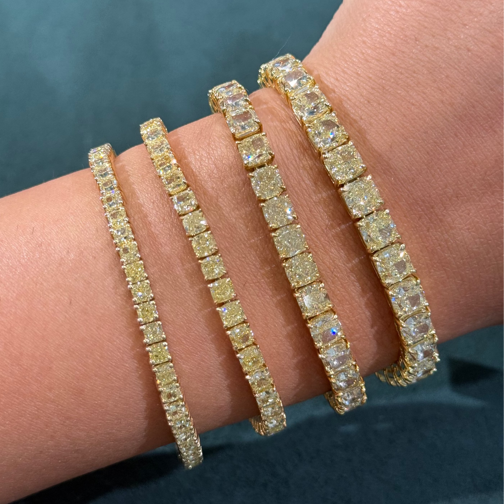 Fancy Yellow Cushion Diamond Tennis Bracelet