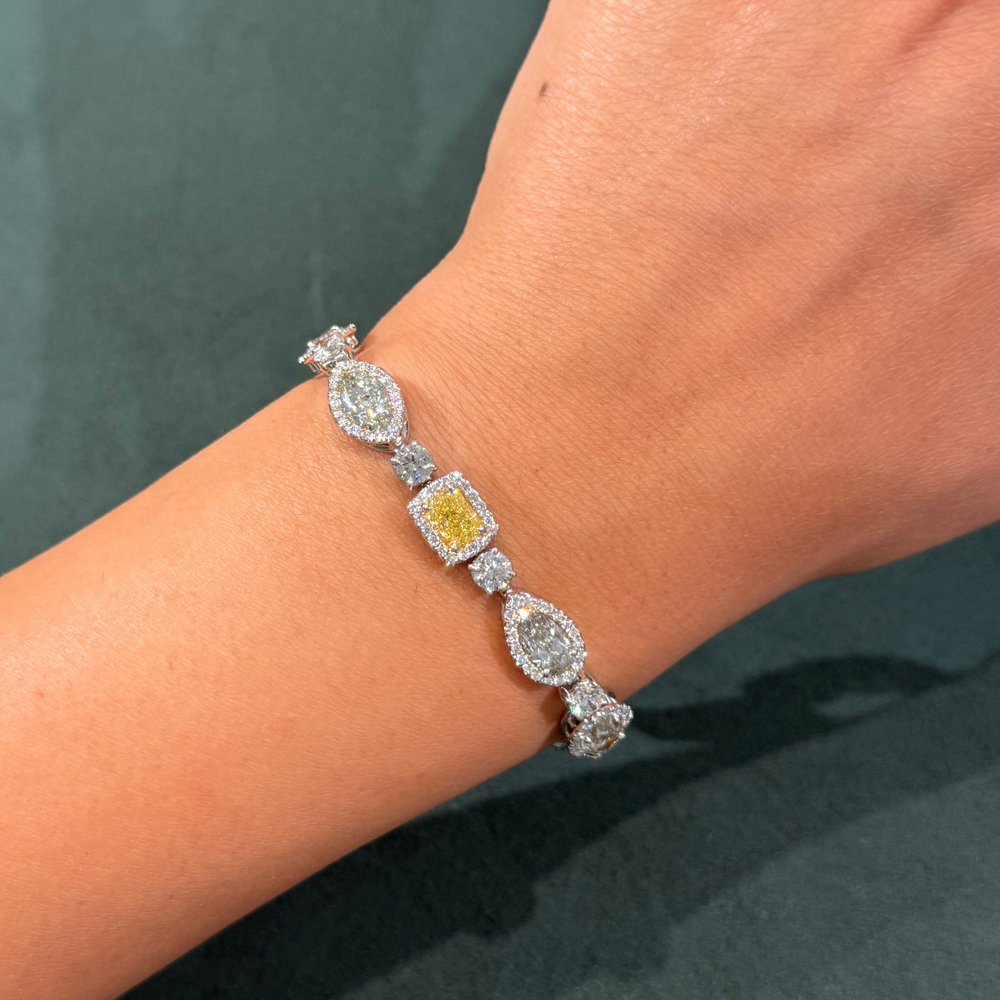 16.08ctw Multi Color Fancy Color Multi-Shape Diamond Halo Bracelet