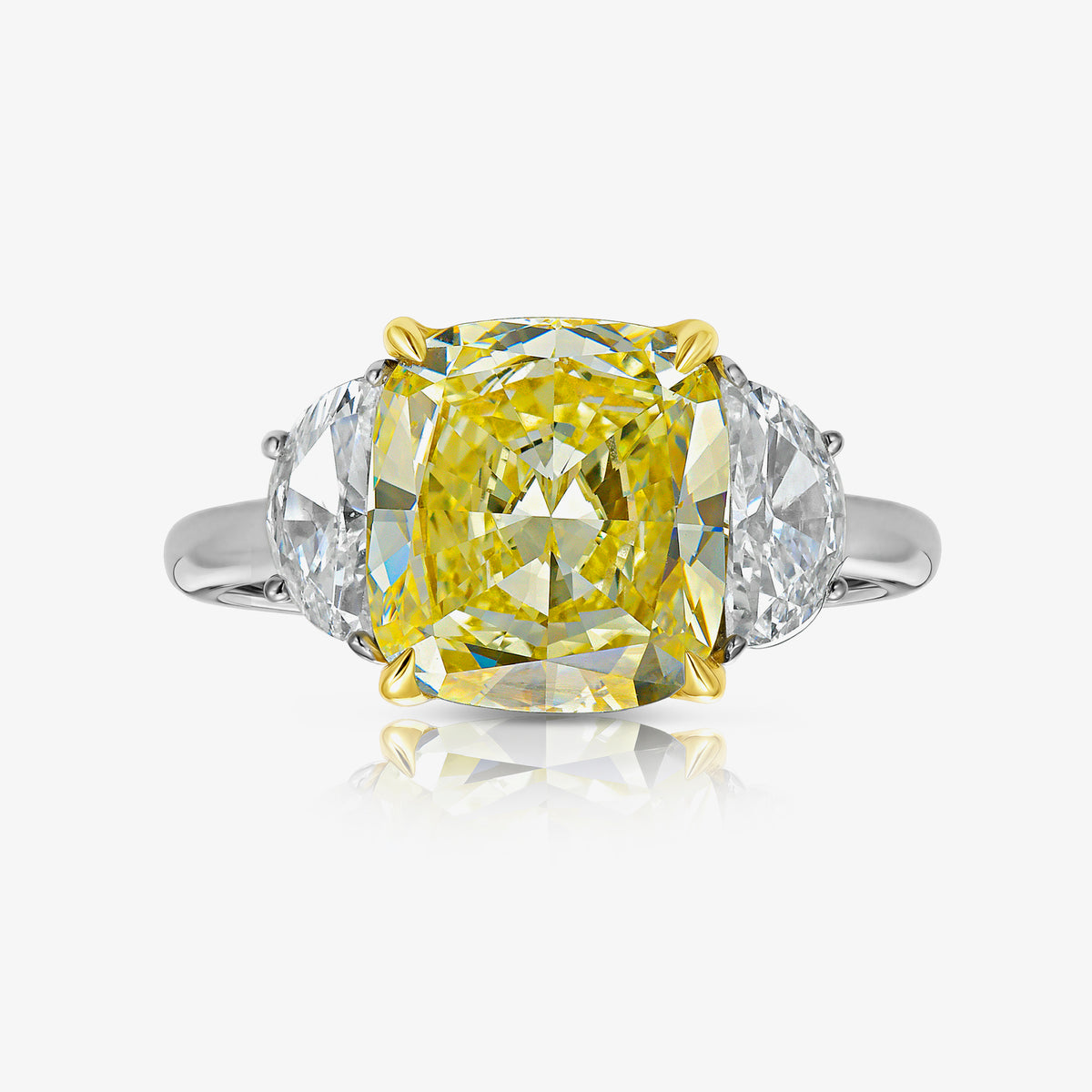3.30ct Antique Inspired Fancy Light Yellow Cushion Diamond Ring VS1 GIA