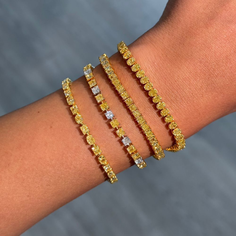 8.88ctw Alternating Radiant & Oval Yellow Diamond Tennis Bracelet