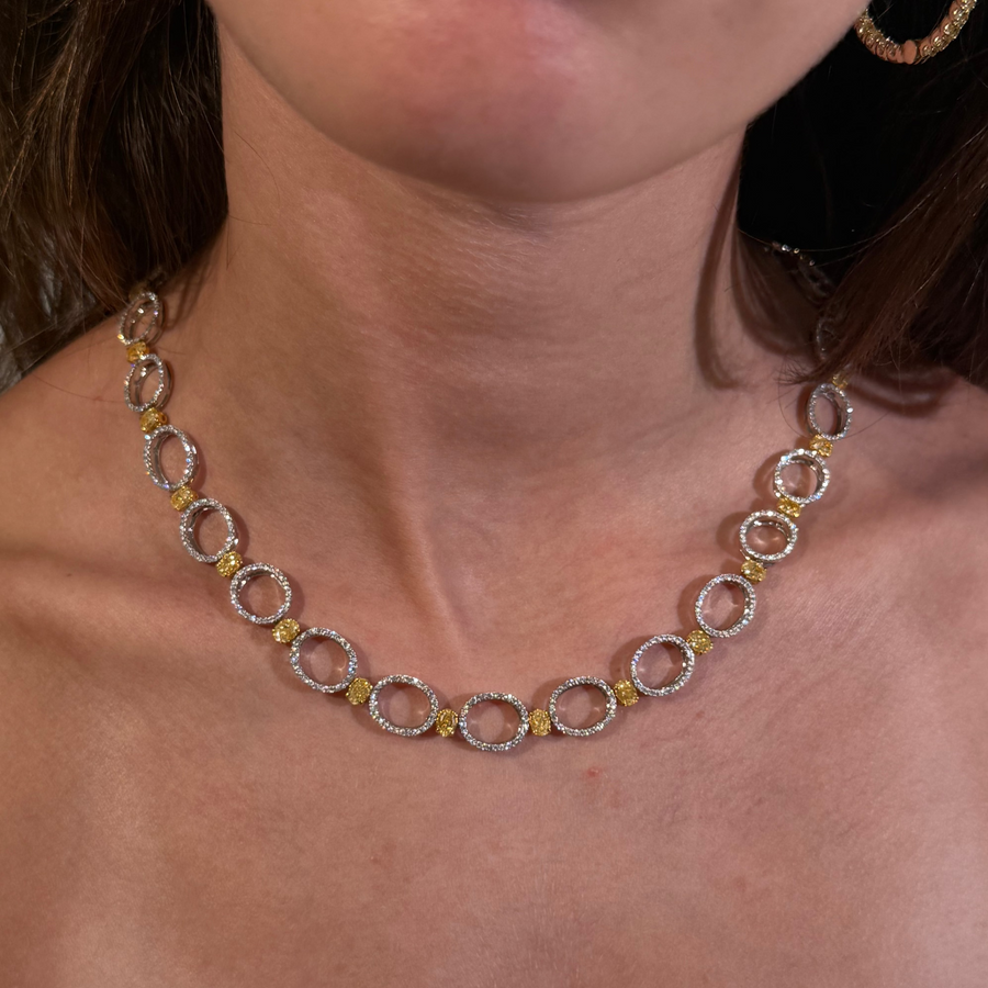 12.88ct Fancy Yellow Oval Diamond Necklace