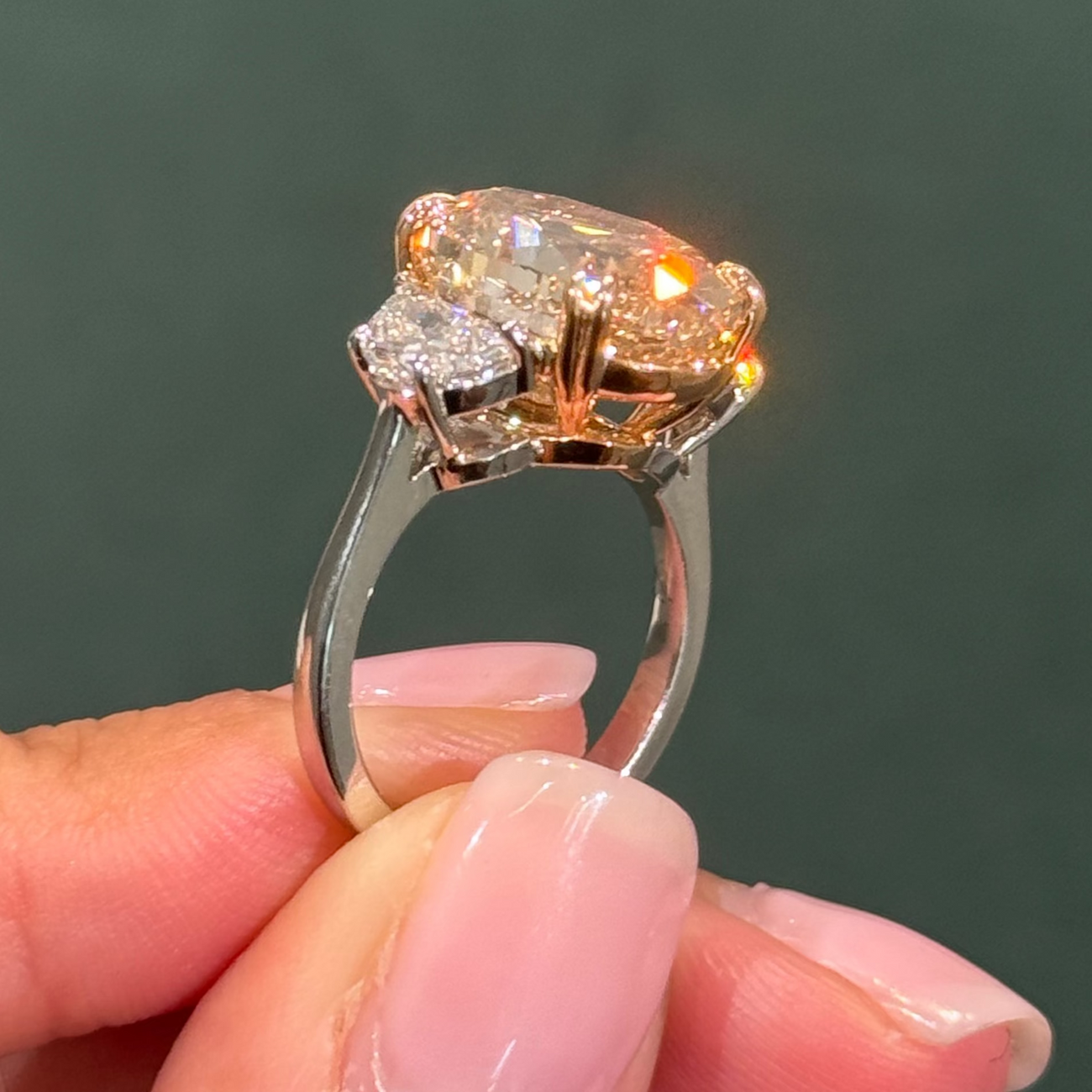 10.12ct Fancy Light Yellow-Brown Oval Diamond Ring VS1 GIA