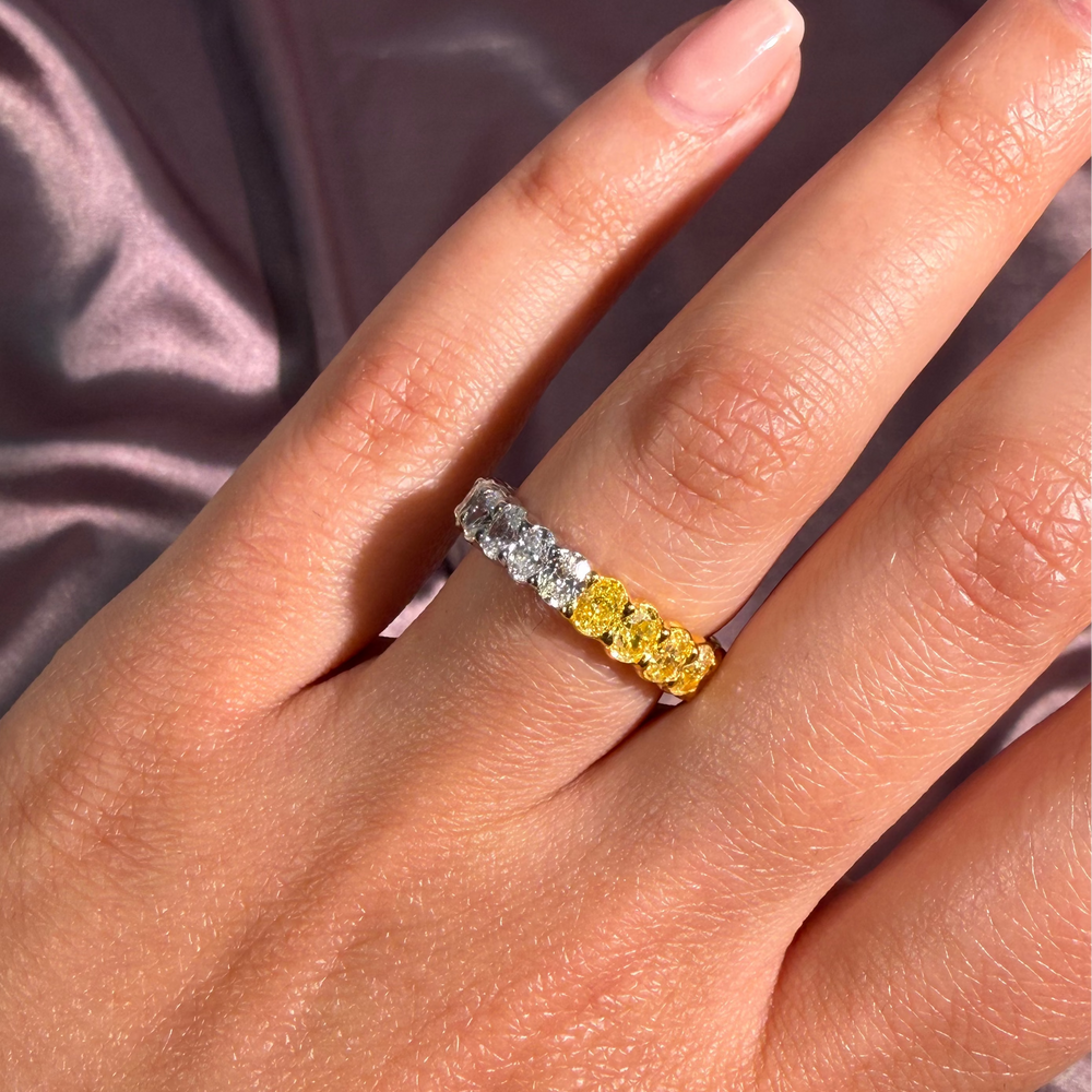 3.95ctw Half Yellow Oval Half White Oval Diamond Eternity Band