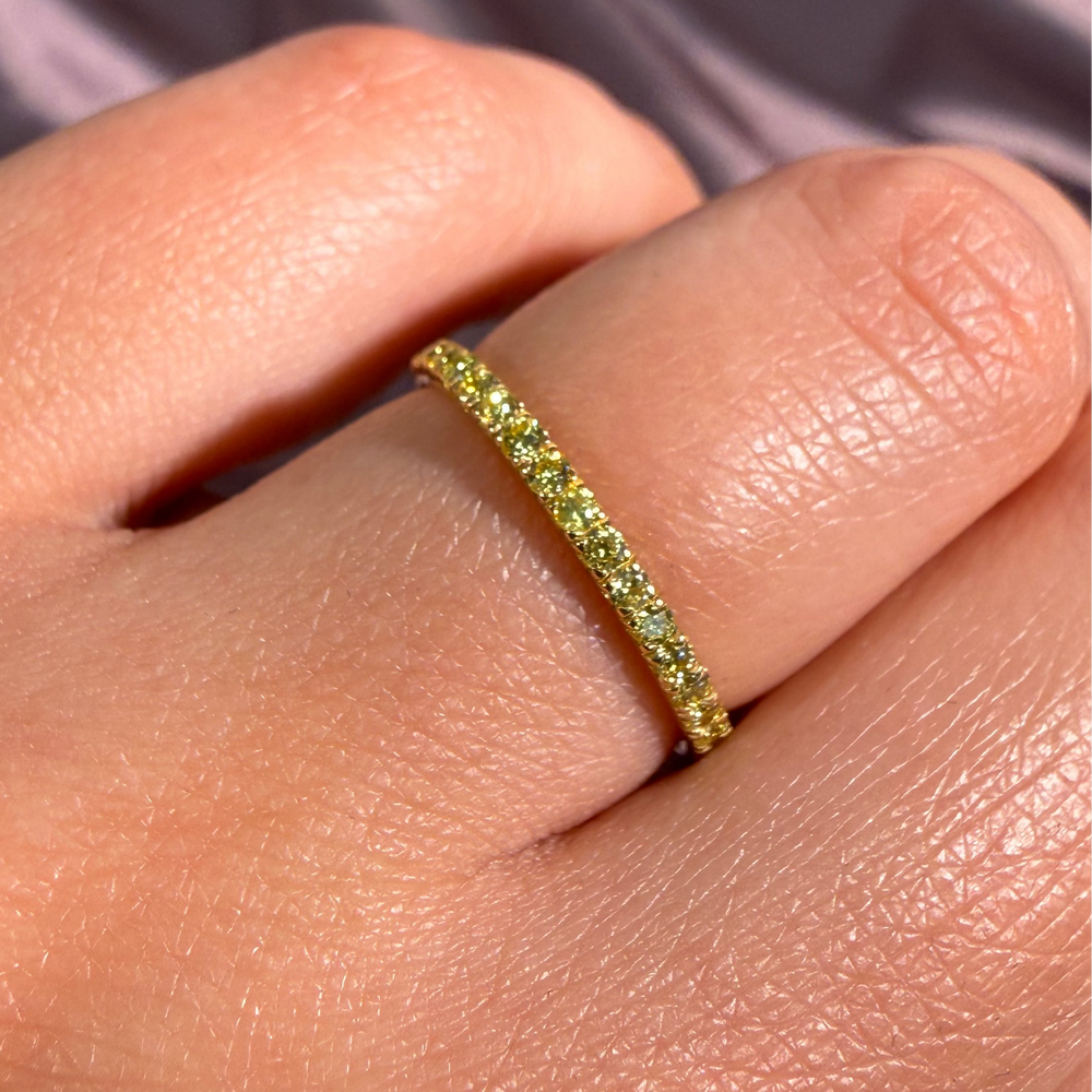 0.42ctw Fancy Yellow Round Diamond 3/4 Way Around Band