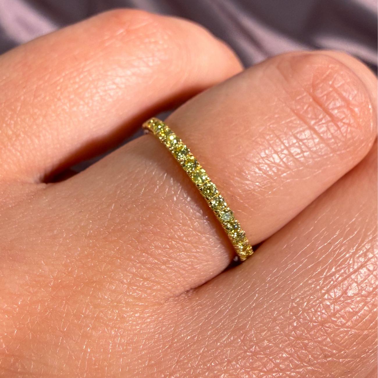 0.42ctw Fancy Yellow Round Diamond 3/4 Way Around Band