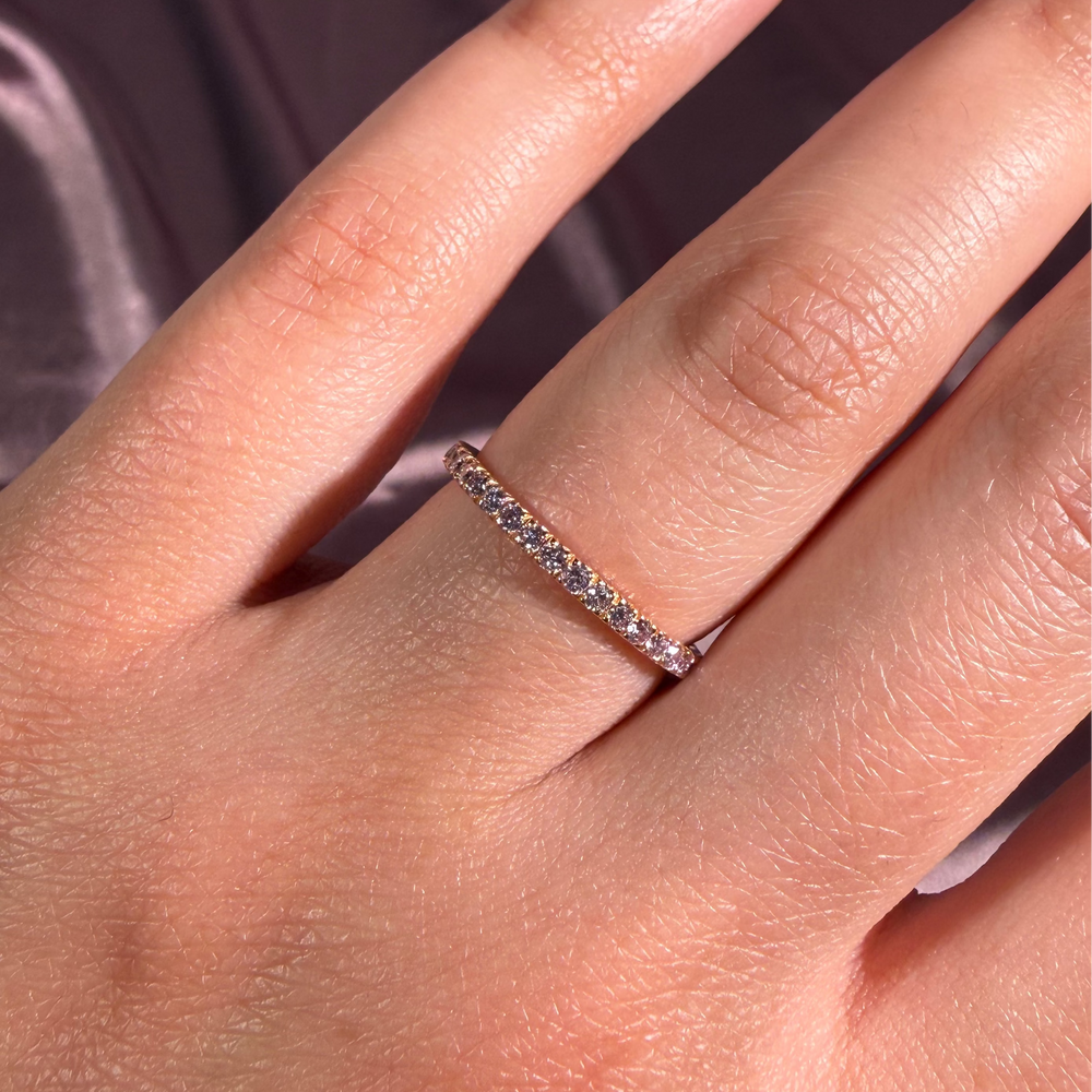 0.41ctw Fancy Pink Round Diamond 3/4 Way Around Band