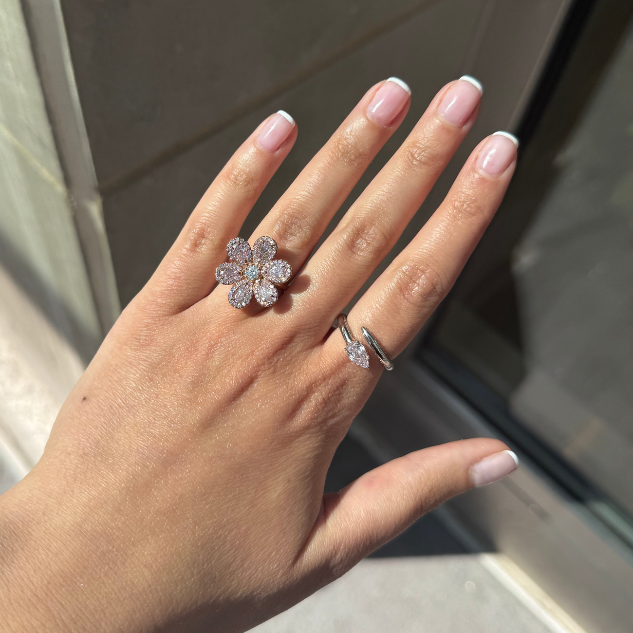 0.78ct Fancy Light Purplish Pink Pear Cut Diamond I1 Spiral Ring GIA