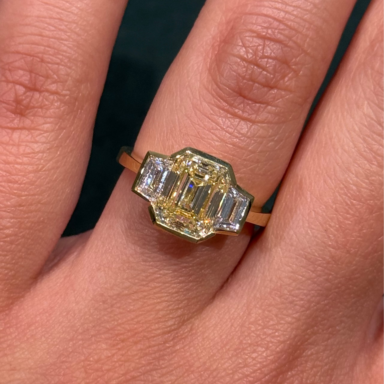 3.01ct Light Yellow Emerald Cut Diamond Ring SI1 GIA