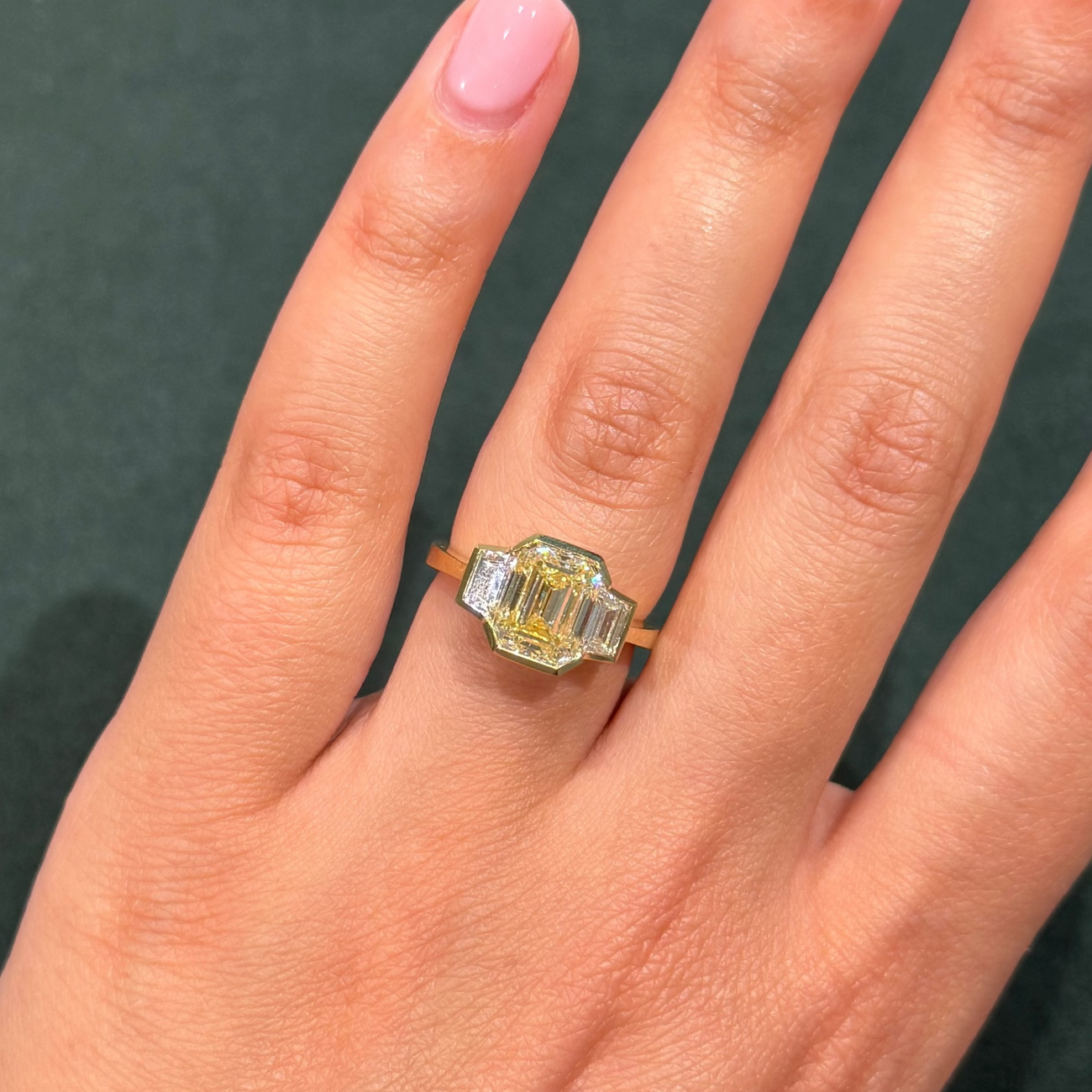 3.01ct Light Yellow Emerald Cut Diamond Ring SI1 GIA