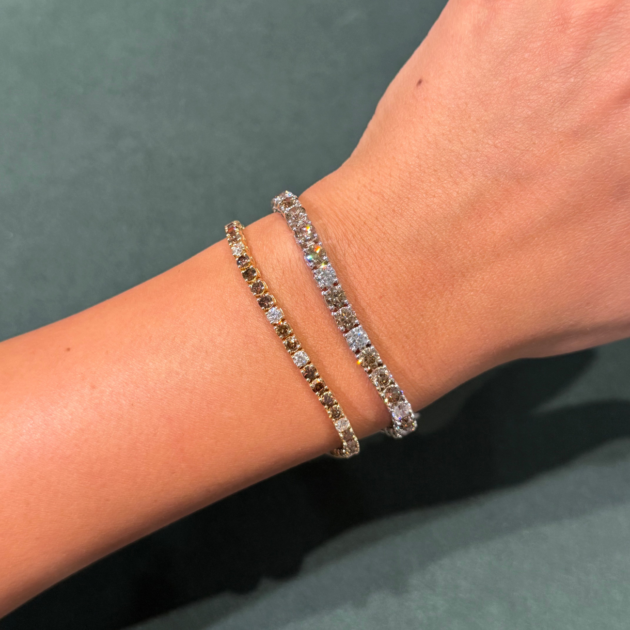 5.97ctw Champagne & Colorless Diamond Tennis Bracelet