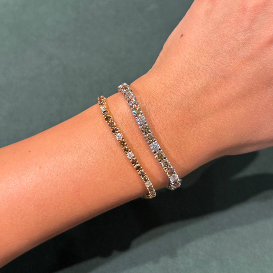 5.97ctw Champagne & Colorless Diamond Tennis Bracelet