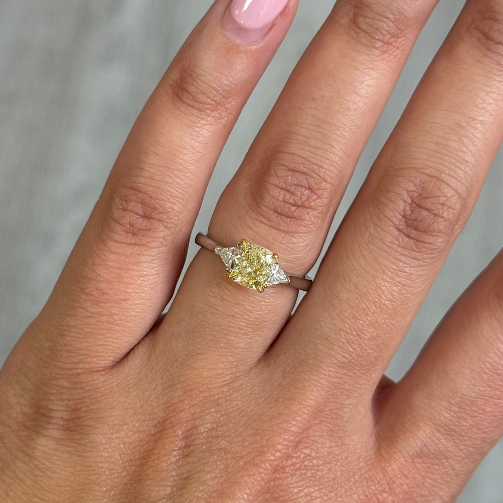 1.51ct Fancy Yellow Cushion Diamond Ring VS1 GIA