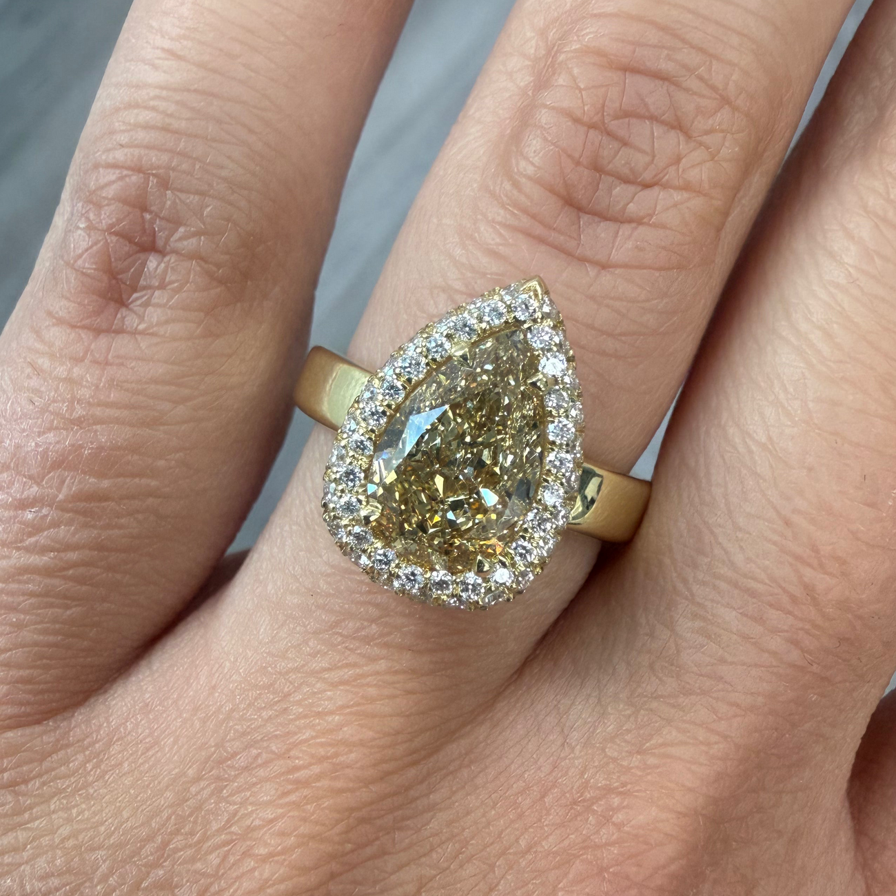 2.50ct Fancy Brownish Yellow Pear Diamond Ring VS2 GIA