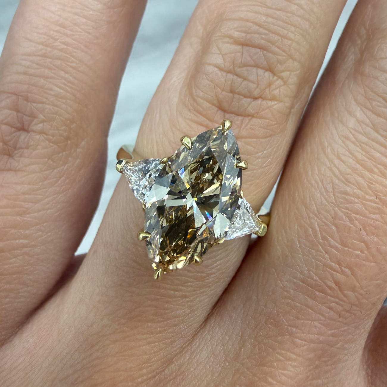 3.06ct Fancy Brown-Yellow Marquise Diamond Ring VS1 GIA