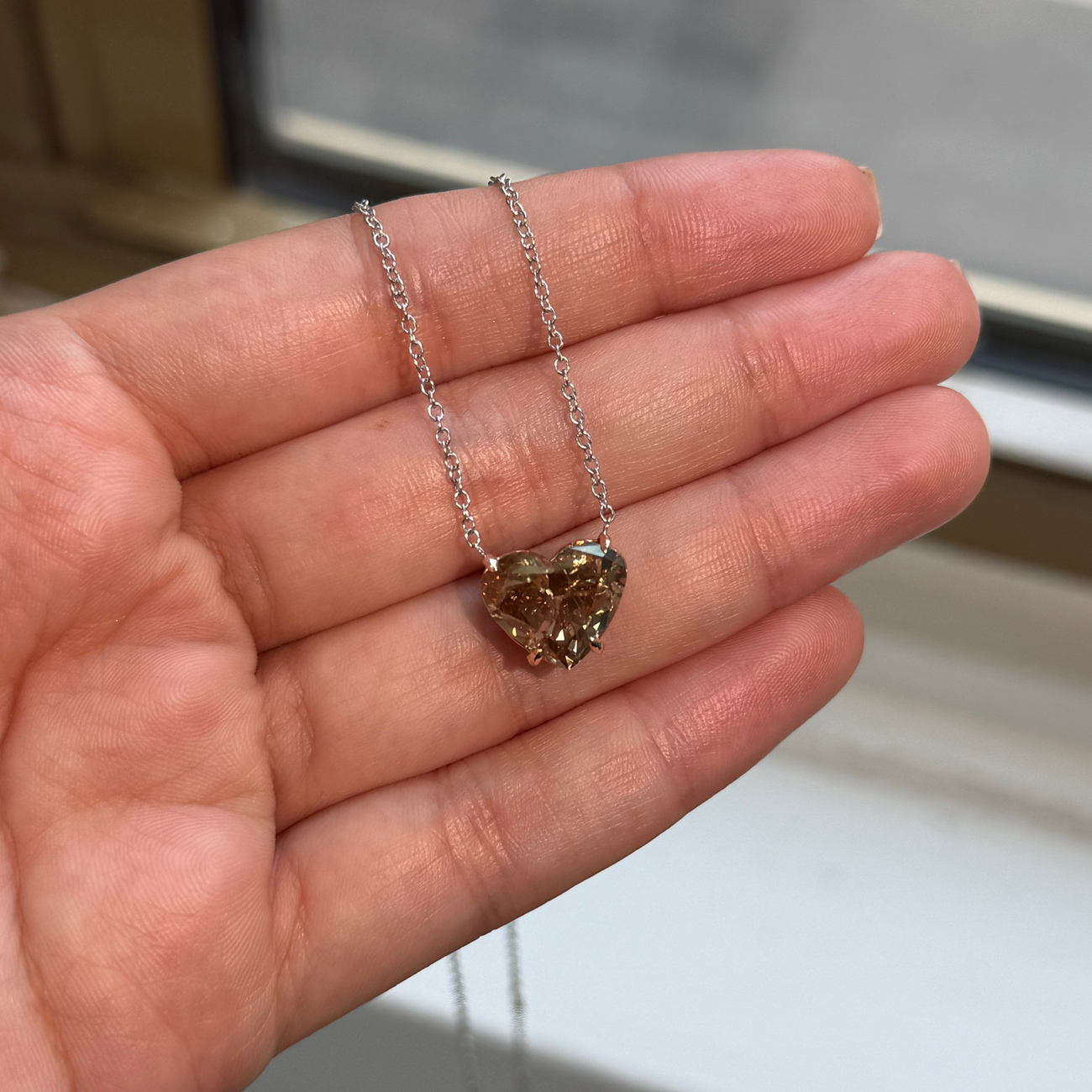 6.02ct Fancy Yellow-Brown Heart-Shaped Diamond Pendant GIA