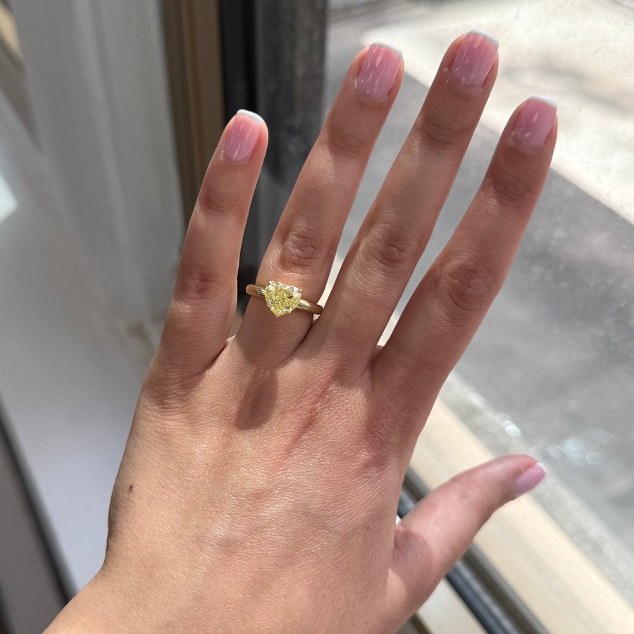 3.00ct Fancy Yellow Heart Diamond Ring SI2 GIA