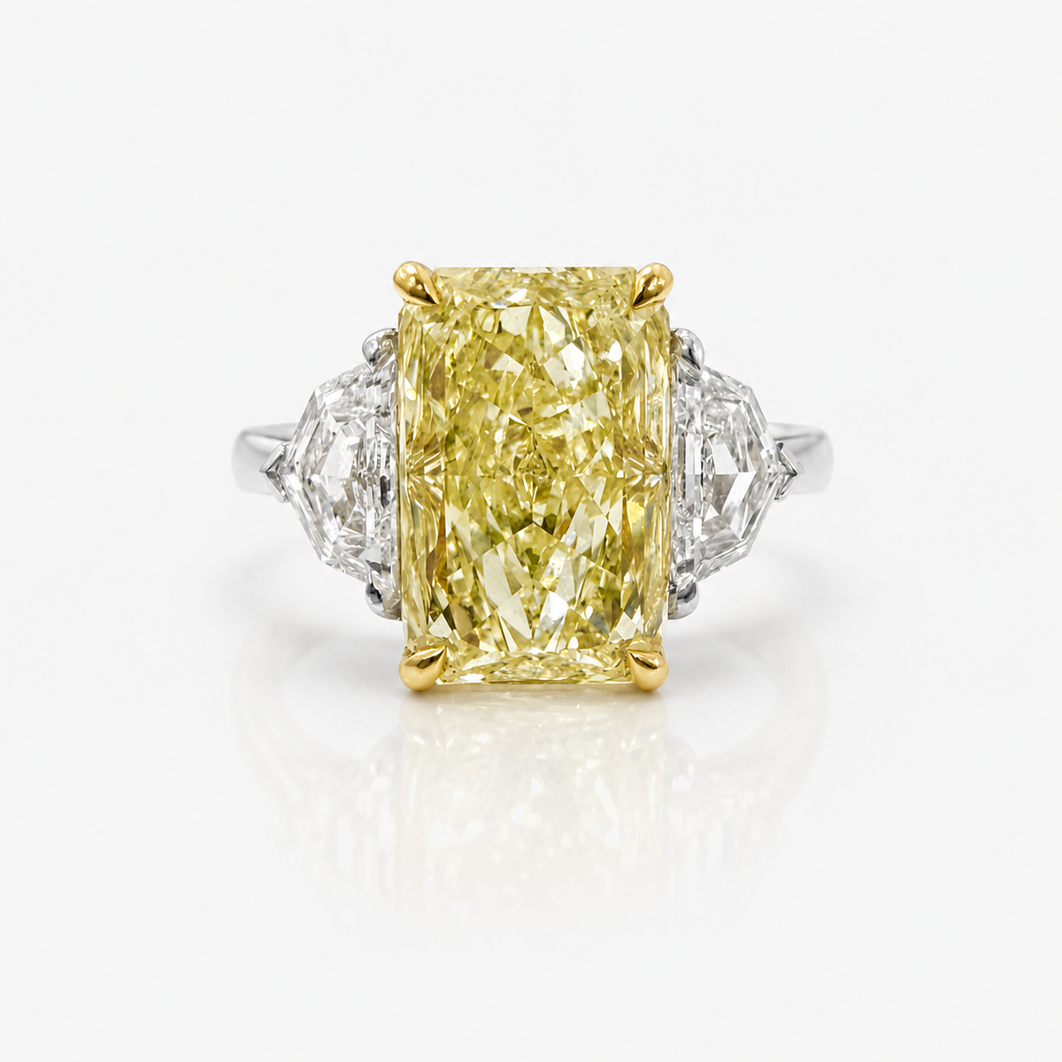 3.92ct Fancy Yellow Radiant Diamond Ring VVS2 GIA