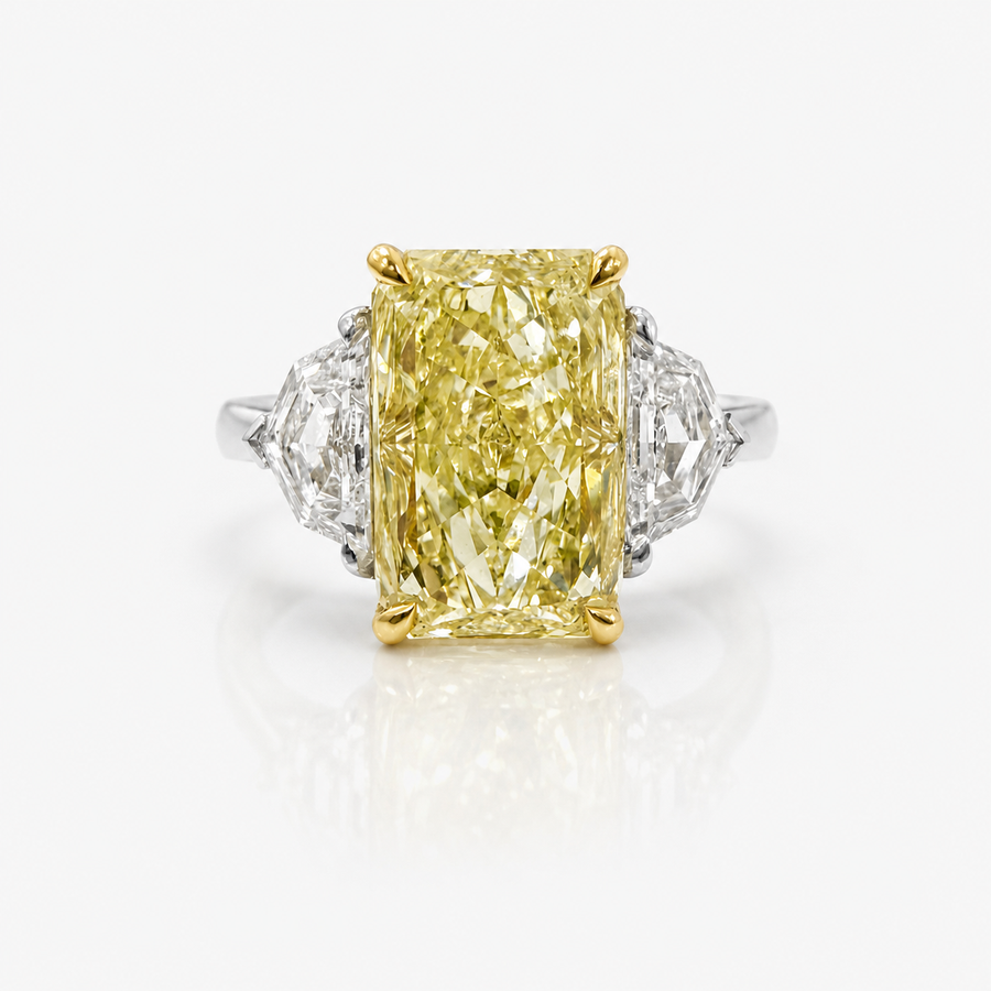 3.92ct Fancy Yellow Radiant Diamond Ring VVS2 GIA