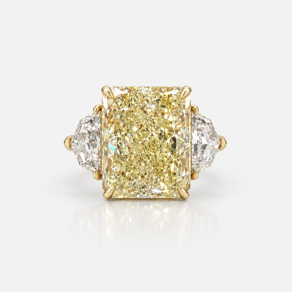 8.30ct Light Yellow Radiant Diamond Ring IF GIA