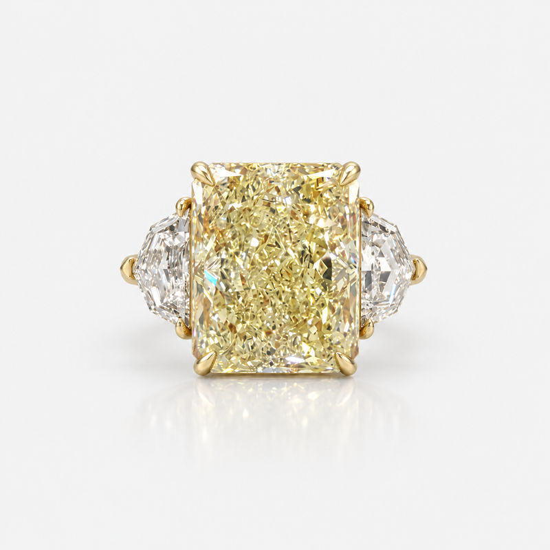 8.30ct Light Yellow Radiant Diamond Ring IF GIA
