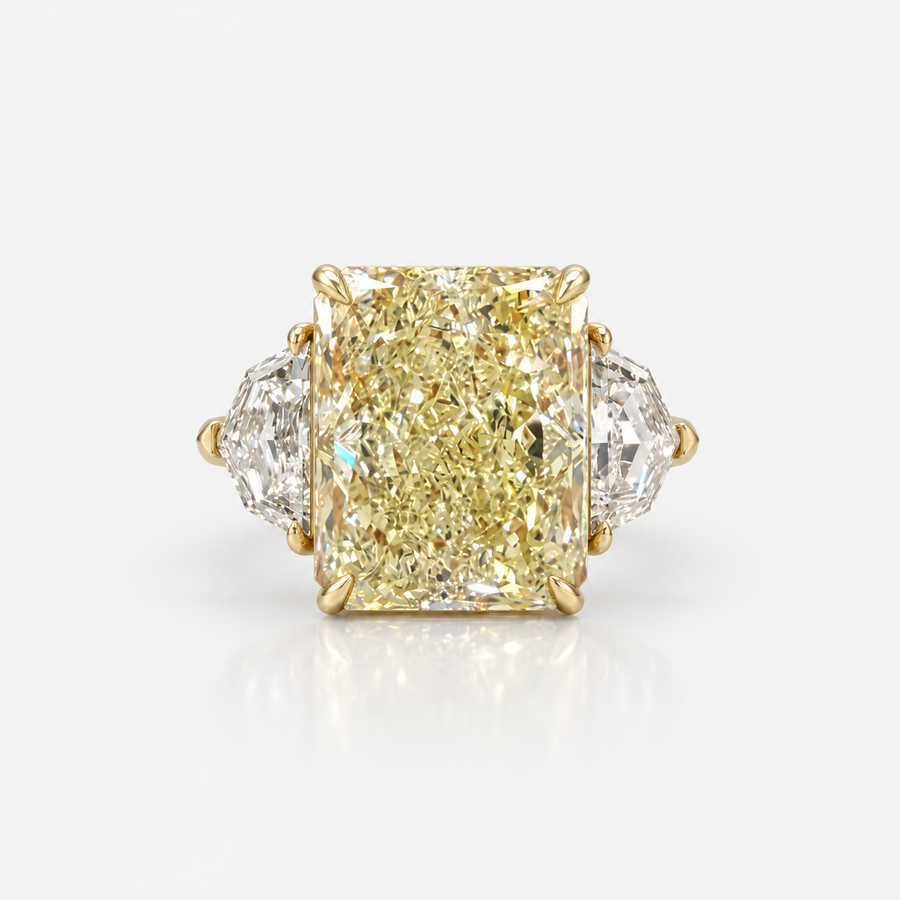 8.30ct Light Yellow Radiant Diamond Ring IF GIA