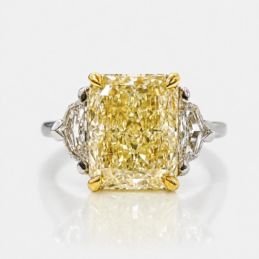 3.53ct Fancy Yellow Radiant Diamond Ring VS2 GIA