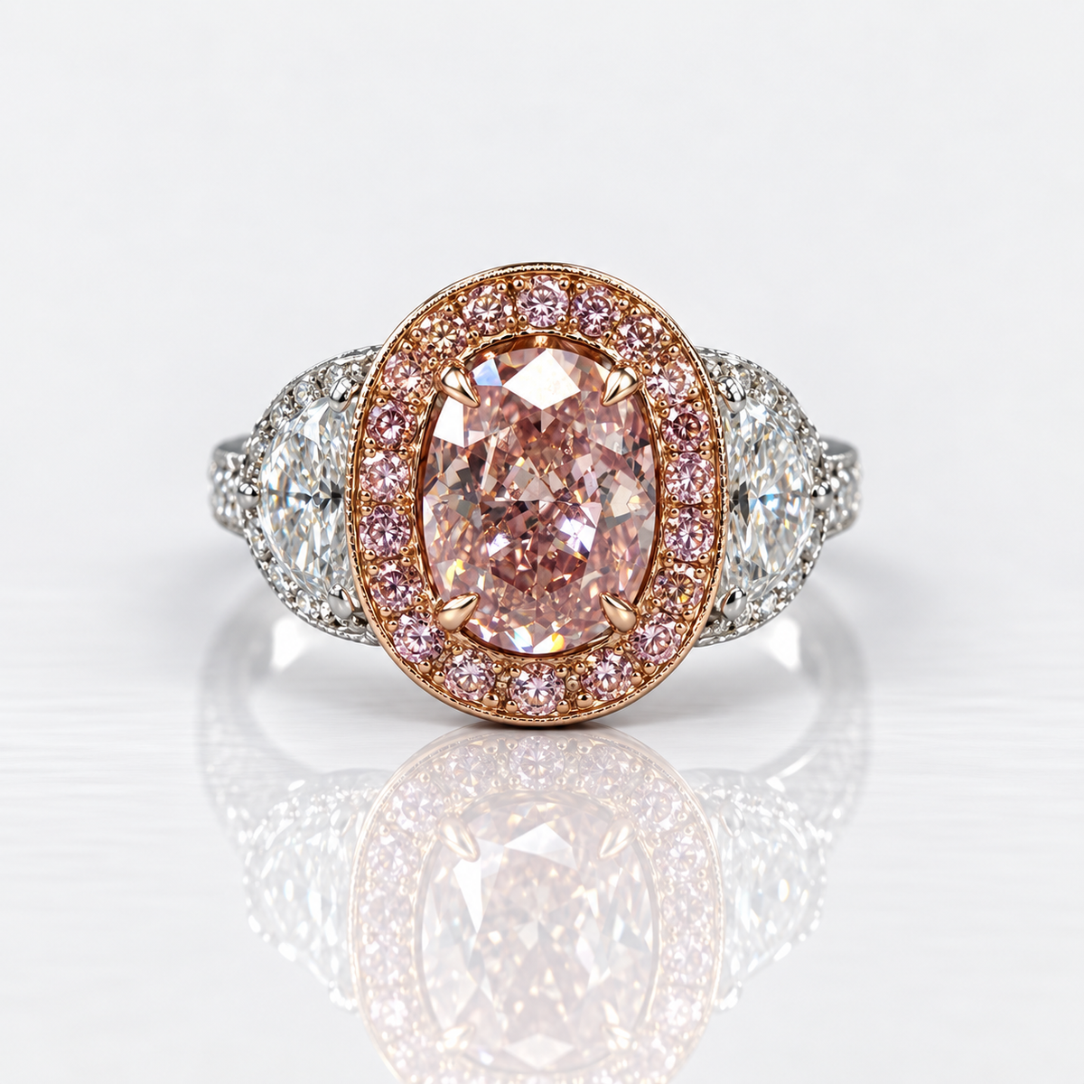 1.71ct Fancy Intense Pink Oval Diamond Ring I1 GIA