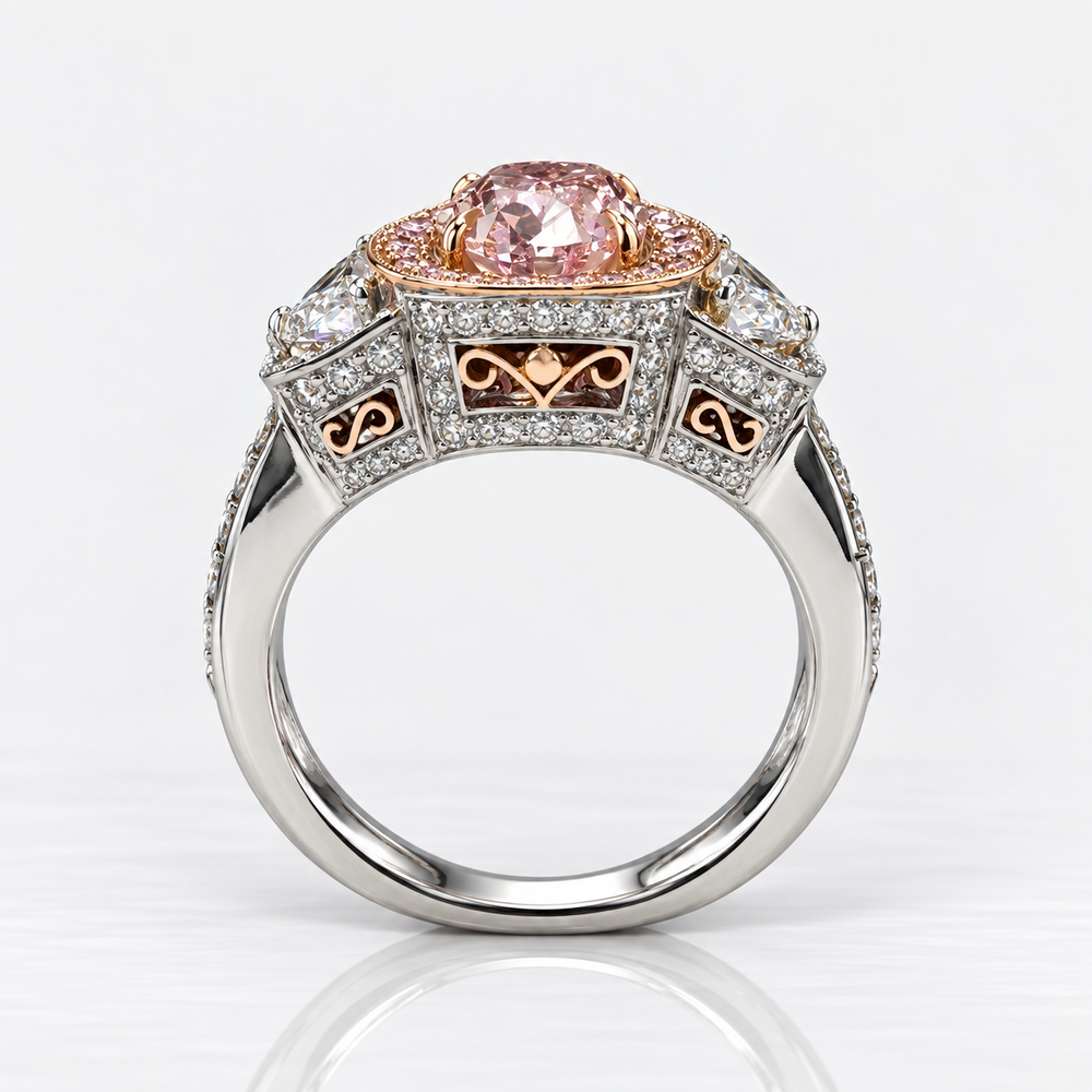 1.71ct Fancy Intense Pink Oval Diamond Ring I1 GIA