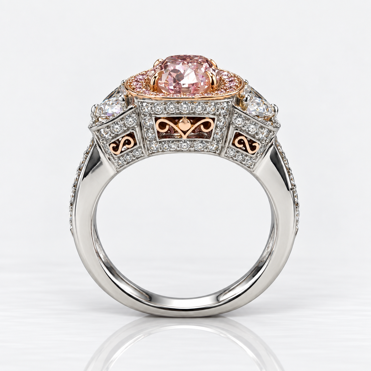 1.71ct Fancy Intense Pink Oval Diamond Ring I1 GIA