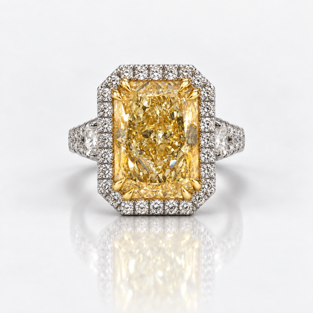 5.75ct Light Yellow Radiant Diamond Ring VS2 GIA