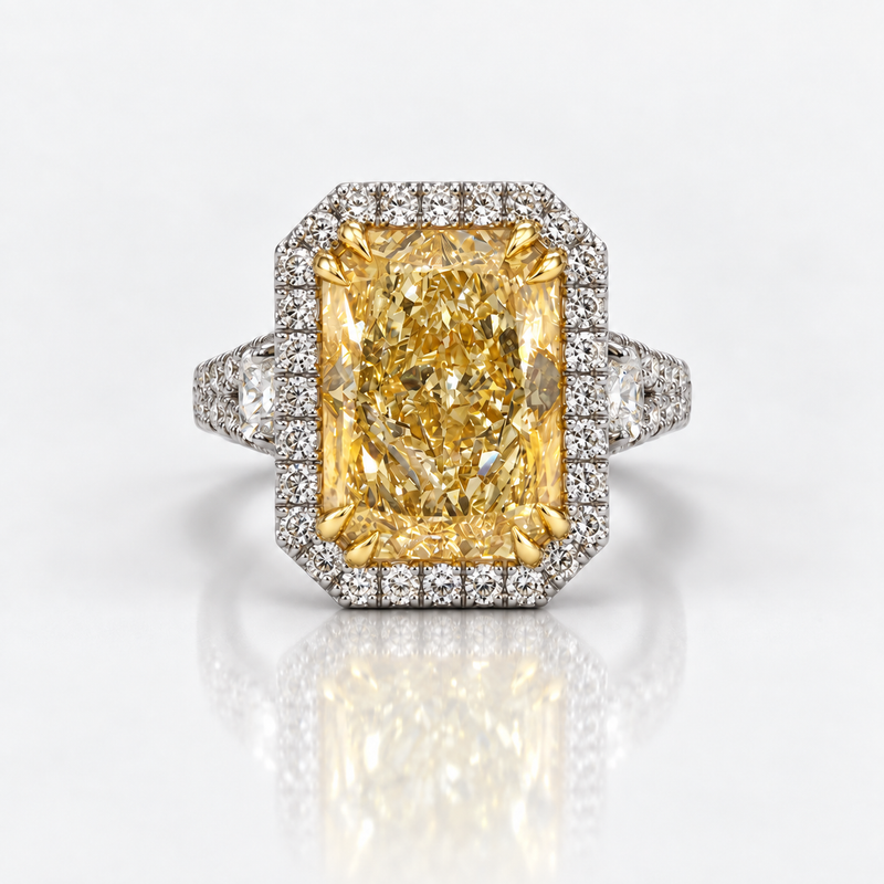 5.75ct Light Yellow Radiant Diamond Ring VS2 GIA