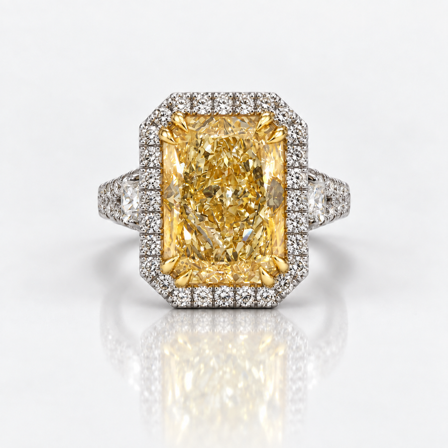 5.75ct Light Yellow Radiant Diamond Ring VS2 GIA