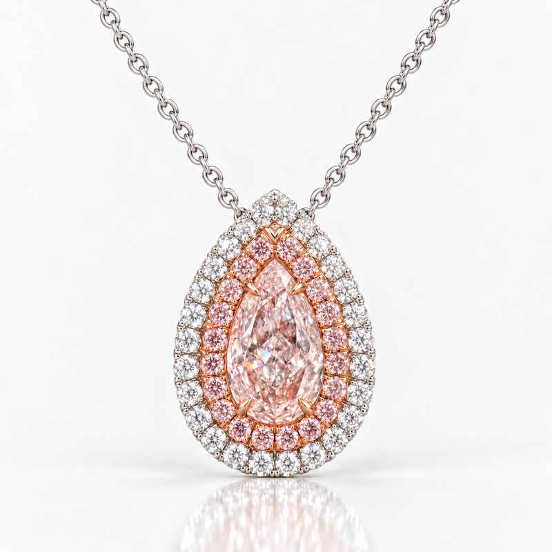 1.01ct Light Brown-Pink Pear Diamond Pendant VS2 GIA