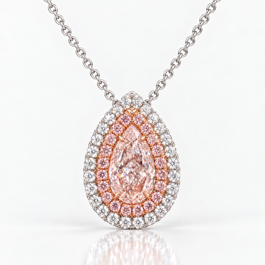 1.01ct Light Brown-Pink Pear Diamond Pendant VS2 GIA