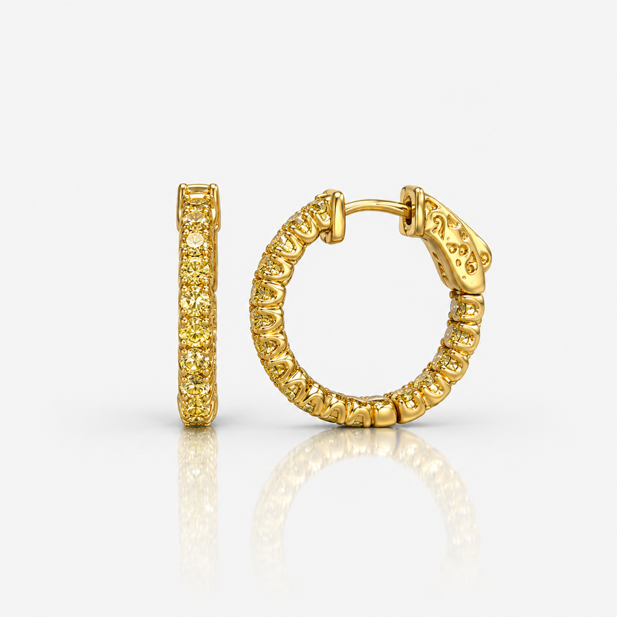 1.12ctw Fancy Yellow Diamond Small Hoop Earrings