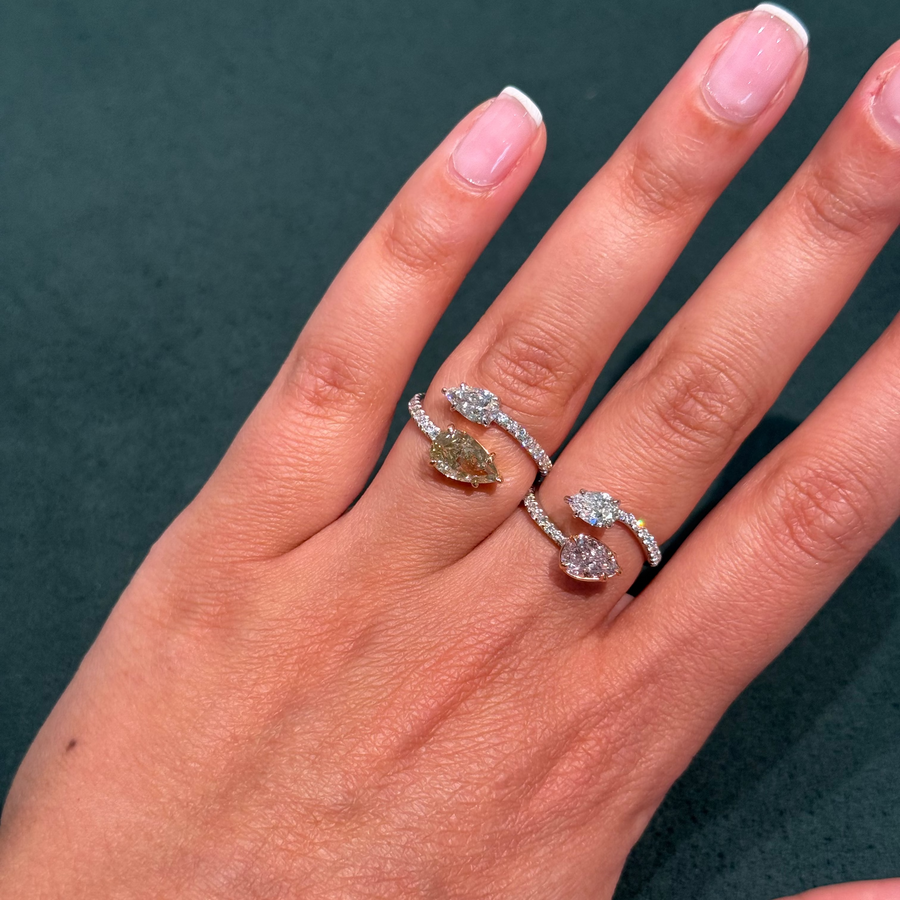 1.00ct Light Pink Pear Shape Diamond Spiral Ring VVS1 GIA