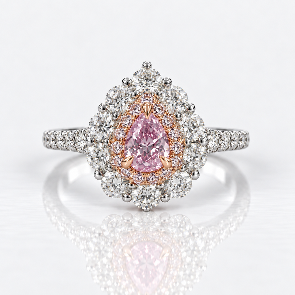 0.23ct Fancy Brown Pink Pear Diamond Ring GIA