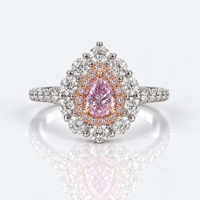 0.23ct Fancy Brown Pink Pear Diamond Ring GIA