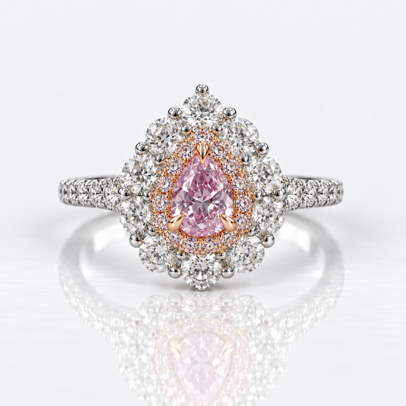 0.23ct Fancy Brown Pink Pear Diamond Ring GIA