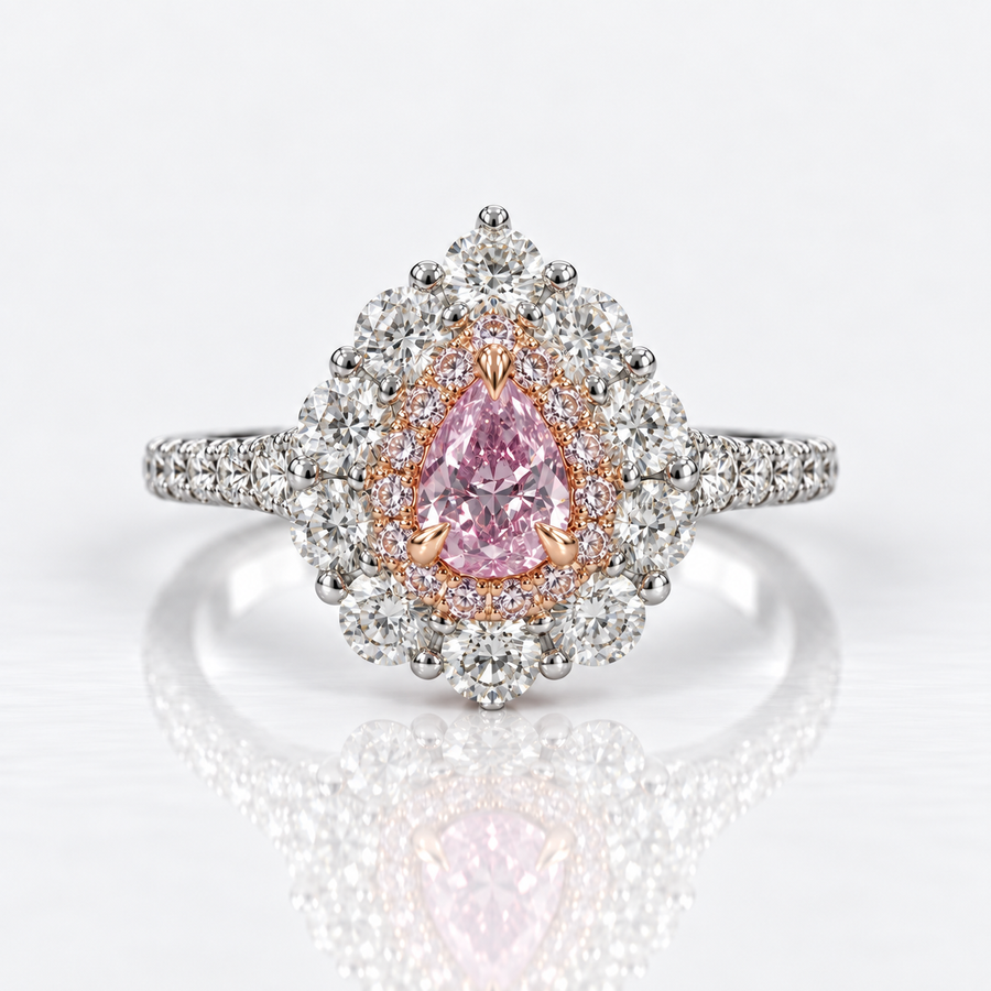 0.23ct Fancy Brown Pink Pear Diamond Ring GIA