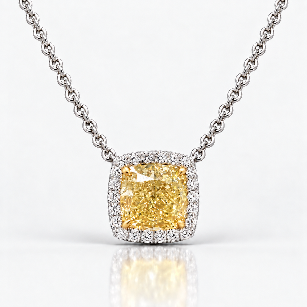 2.73ct Fancy Yellow Cushion Diamond Pendant VVS1 GIA
