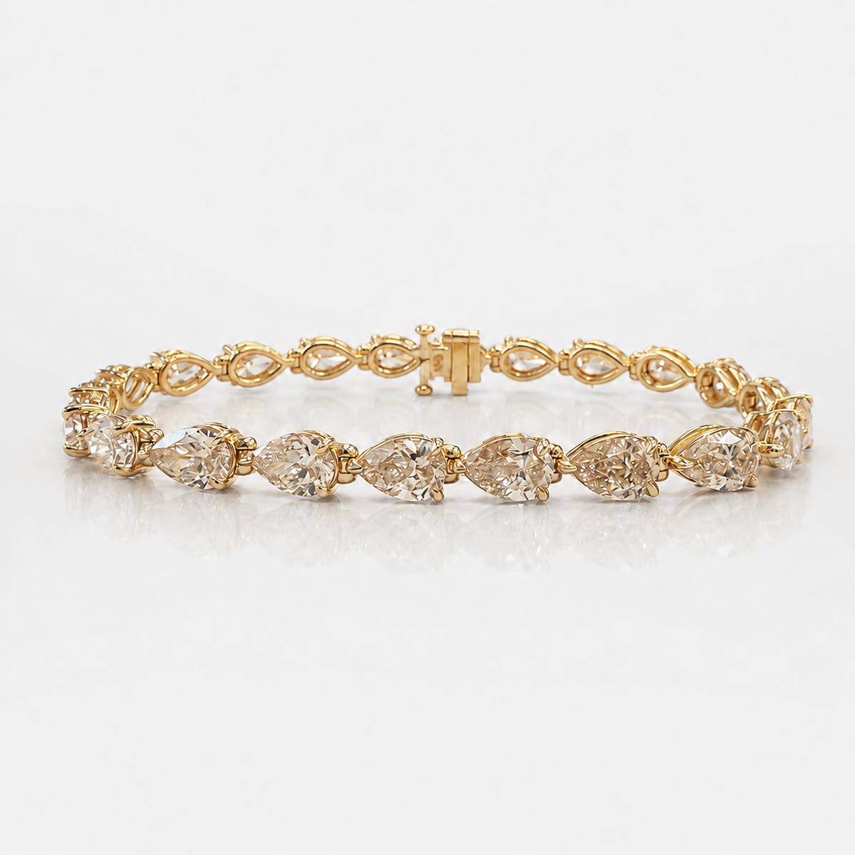 13.62ctw Light Brown Pear Diamond Tennis Bracelet