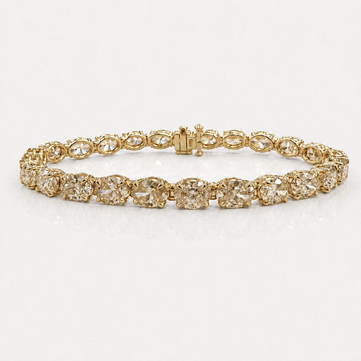 14.15ctw Light Brown Oval Diamond East West Tennis Bracelet