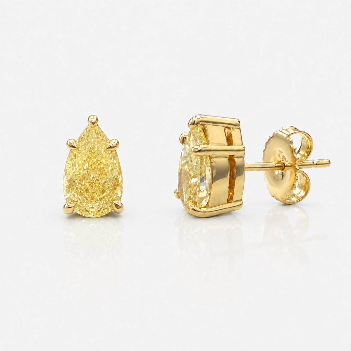 2.61ctw Fancy Yellow Pear Diamond Stud Earrings VS GIA